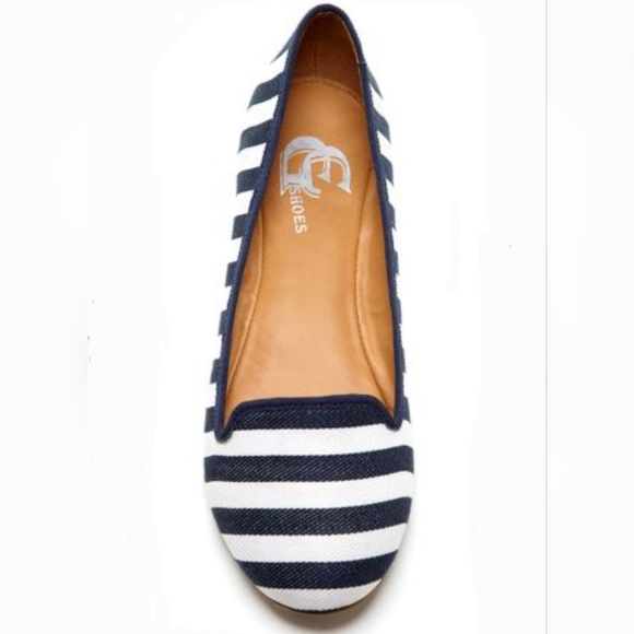 EG Shoes Navy and White Striped Flats| Women's Size 8.5 - Picture 1 of 3
